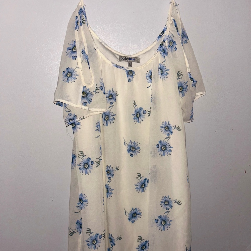 Bailey Blue Cream Blouse with Blue Floral Design
